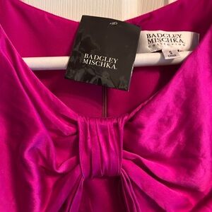 Badgley Mischka magenta silk blouse